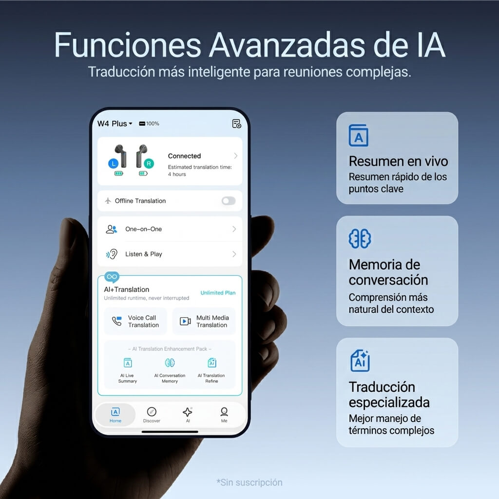 W4 Plus IA Audífonos Intérprete